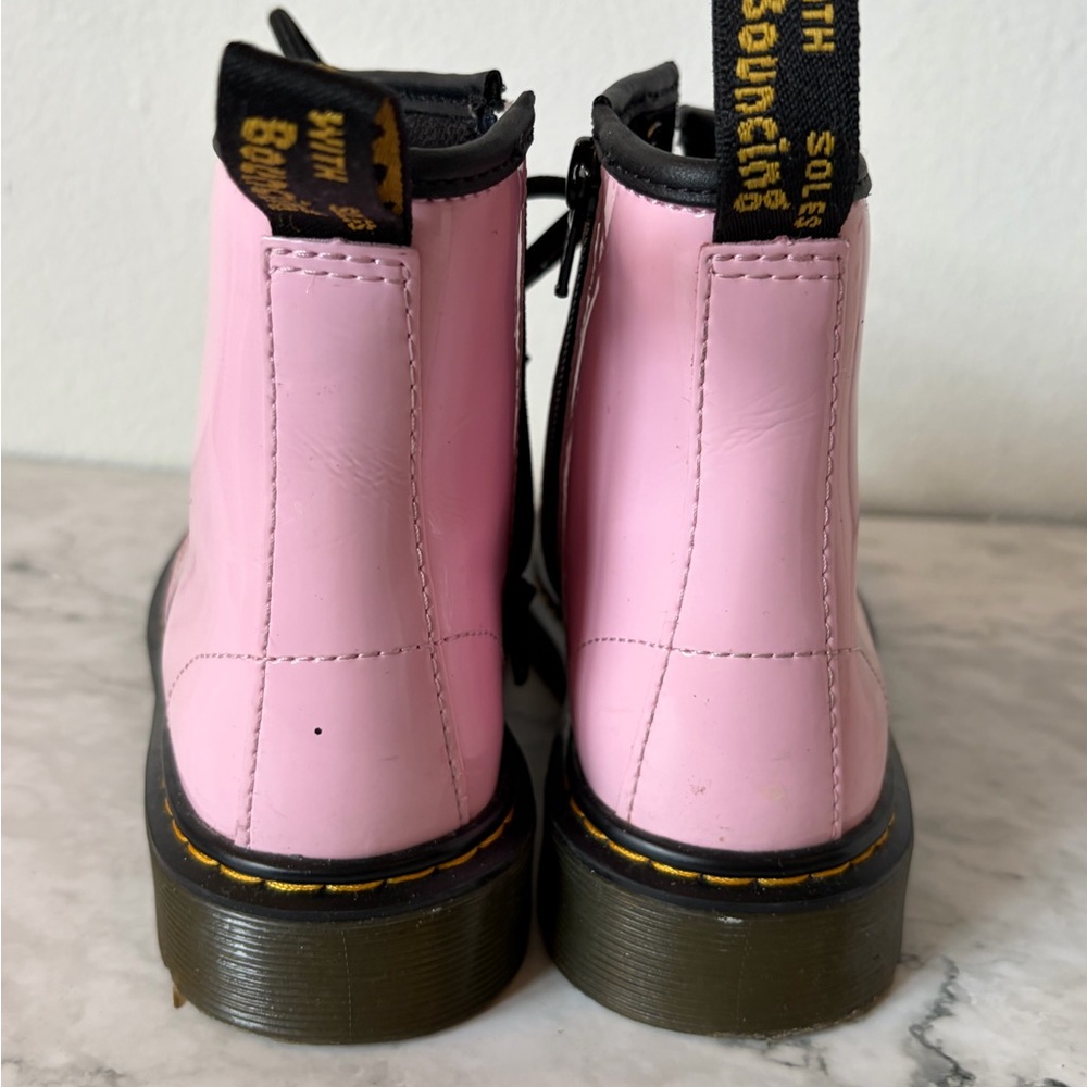 Kids Dr. Marten Baby Pink Lace-Up Girls Boots - Picture 3 of 7